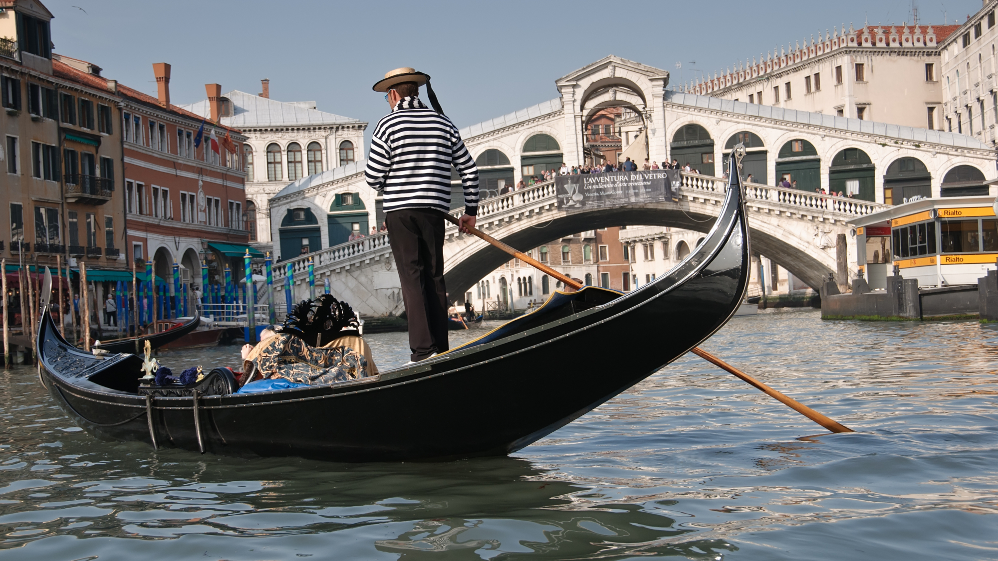 Gondolier, Rialto Bridge, Grand Canal, Venice, Italy