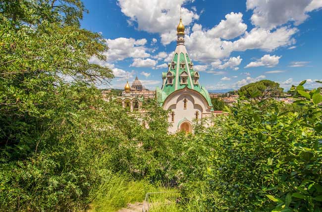 Rome, Italy - home of the Vatican and main center of Catholicism, Rome displays dozens wonderful churches. Here in particular Santa Caterina martire, one of the few Russian Orthodox churches in Rome